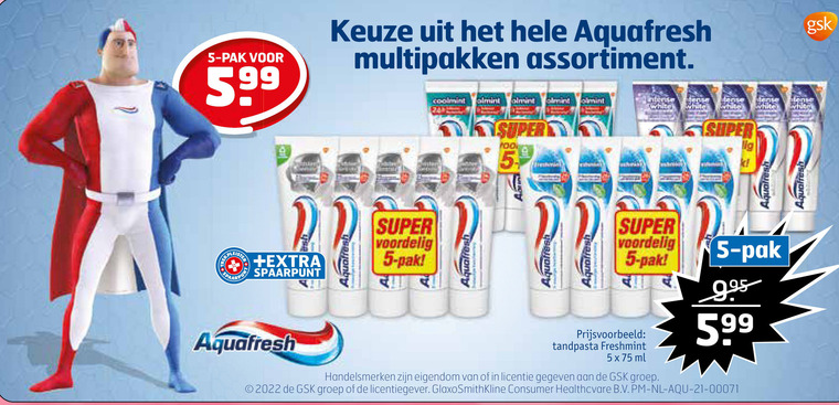 Aquafresh   tandpasta folder aanbieding bij  Trekpleister - details