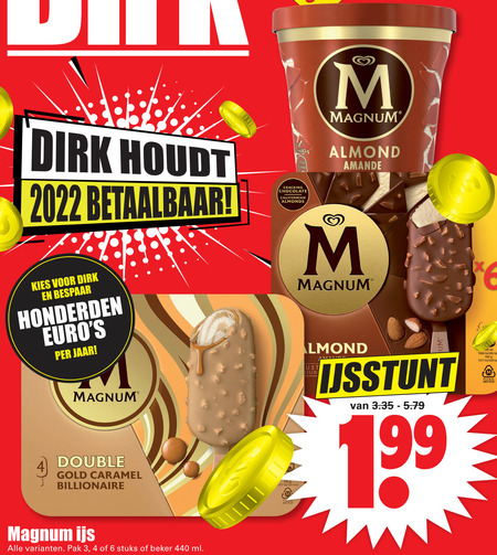 Magnum   ijsspecialiteit, ijslollies folder aanbieding bij  Dirk - details