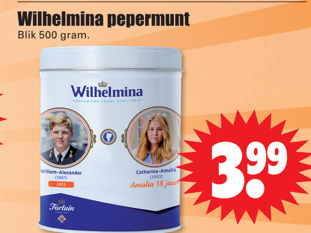 Wilhelmina   pepermunt folder aanbieding bij  Dirk - details