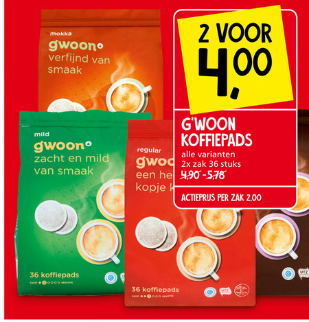 Gwoon   koffiepad folder aanbieding bij  Jan Linders - details