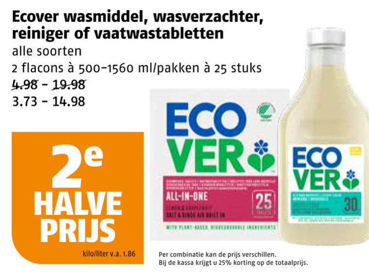 Ecover   wasmiddel, allesreiniger folder aanbieding bij  Poiesz - details