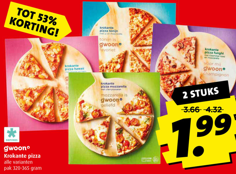 Gwoon   diepvriespizza folder aanbieding bij  Boni - details