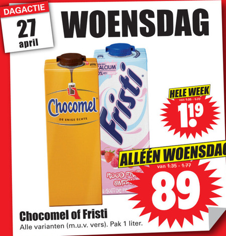 Chocomel   drinkyoghurt, chocolademelk folder aanbieding bij  Dirk - details