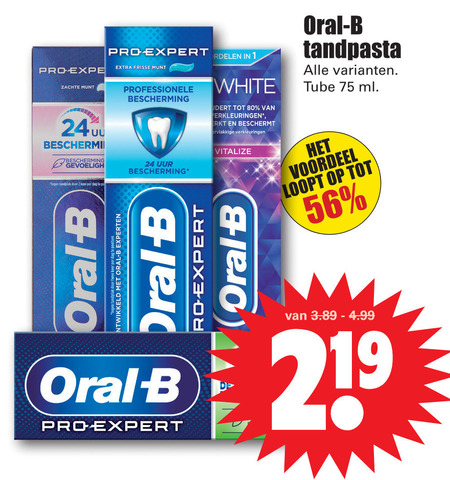 Oral-B   tandpasta folder aanbieding bij  Dirk - details