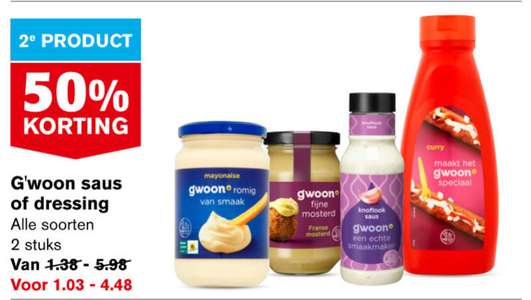 Gwoon   curryketchup, mayonaise folder aanbieding bij  Hoogvliet - details