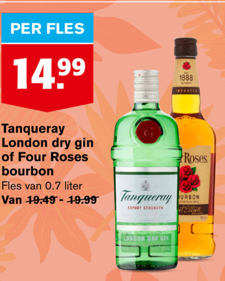 Tanqueray   bourbon, gin folder aanbieding bij  Hoogvliet - details