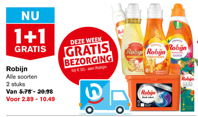 Robijn   wasverzachter, wasmiddel folder aanbieding bij  Hoogvliet - details