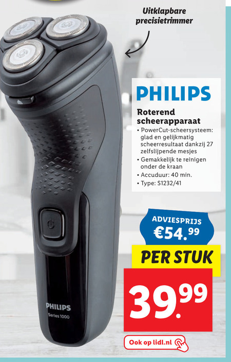 Philips   elektrisch scheerapparaat folder aanbieding bij  Lidl - details