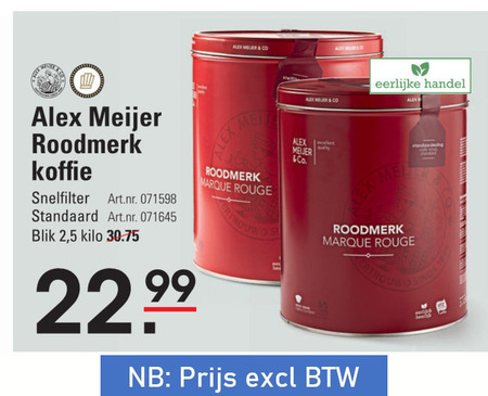 Alex Meijer   koffie folder aanbieding bij  Sligro - details