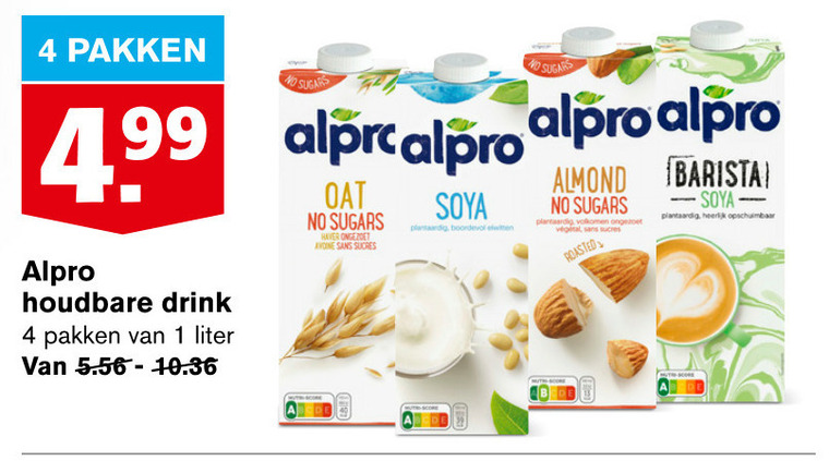 Alpro   soja melk folder aanbieding bij  Hoogvliet - details