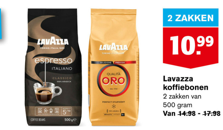 Lavazza   koffiebonen folder aanbieding bij  Hoogvliet - details