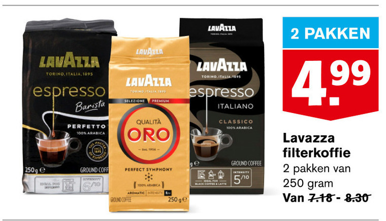 Lavazza   koffie folder aanbieding bij  Hoogvliet - details