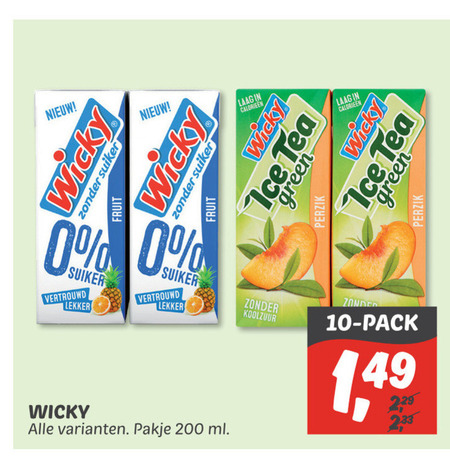 Wicky   ice tea, fruitdrank folder aanbieding bij  Dekamarkt - details