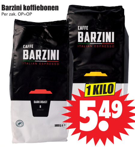 Barzini   koffiebonen folder aanbieding bij  Dirk - details