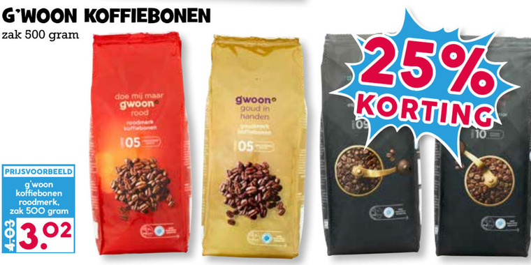 Gwoon   koffiebonen folder aanbieding bij  Boons Markt - details