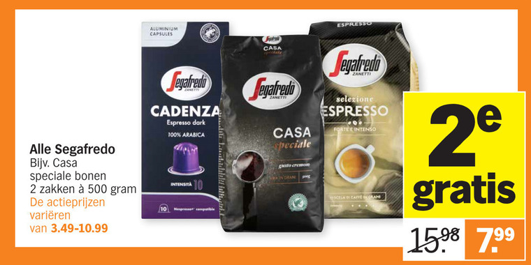 Segafredo   koffiebonen, koffiecups folder aanbieding bij  Albert Heijn - details