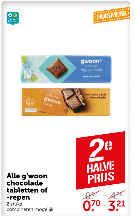 Gwoon   chocolade folder aanbieding bij  Coop - details