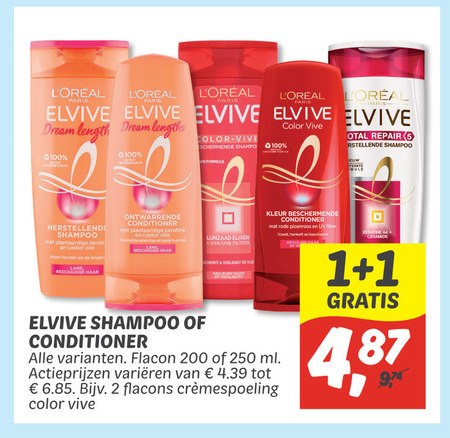 Elvive   shampoo, conditioner folder aanbieding bij  Dekamarkt - details