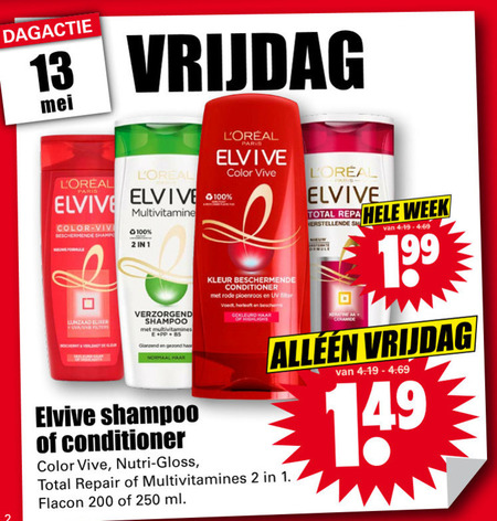 Elvive   shampoo, conditioner folder aanbieding bij  Dirk - details