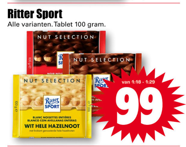 Ritter Sport   chocolade folder aanbieding bij  Dirk - details