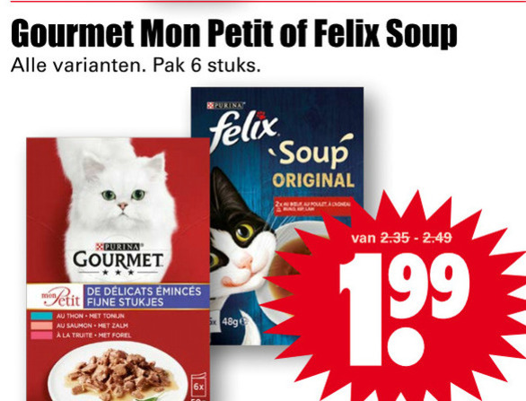 Gourmet kattenvoer folder aanbieding bij Dirk details