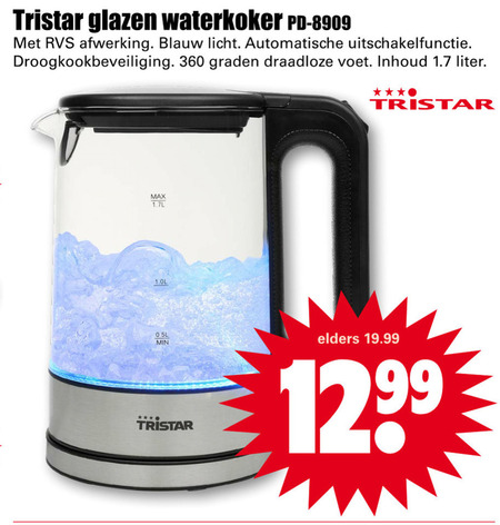 Tristar   waterkoker folder aanbieding bij  Dirk - details