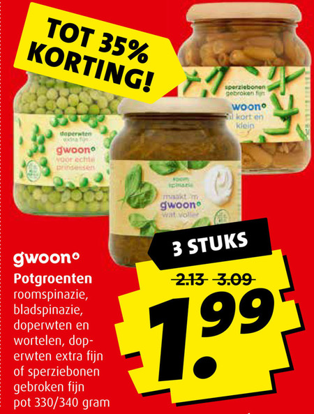 Gwoon   groenteconserven folder aanbieding bij  Boni - details