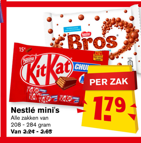 Nestle   mini chocoladerepen folder aanbieding bij  Hoogvliet - details