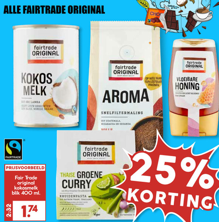 Fair Trade Original   honing, rijst folder aanbieding bij  MCD Supermarkt Basis - details