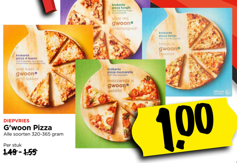 Gwoon diepvriespizza folder aanbieding bij Vomar details
