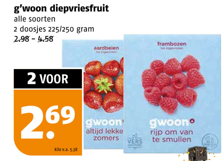 Gwoon   diepvriesfruit folder aanbieding bij  Poiesz - details