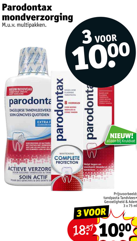 Paradontax   tandenborstel, mondwater folder aanbieding bij  Kruidvat - details