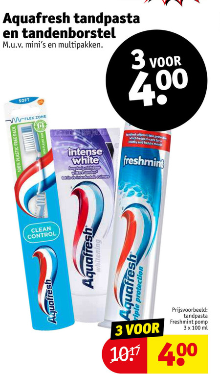 Aquafresh   tandenborstel, tandpasta folder aanbieding bij  Kruidvat - details