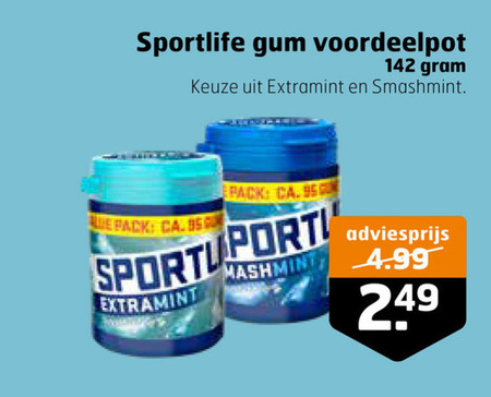 Sportlife   kauwgom folder aanbieding bij  Trekpleister - details