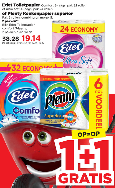 Edet   toiletpapier, keukenpapier folder aanbieding bij  Plus - details