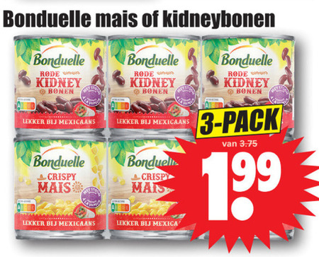 Bonduelle   groenteconserven, kidneybonen folder aanbieding bij  Dirk - details