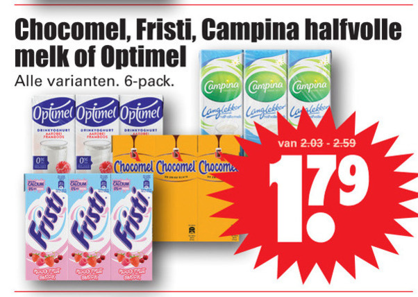 Chocomel   melk, drinkyoghurt folder aanbieding bij  Dirk - details