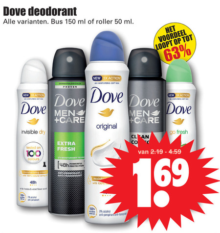 Dove   deodorant folder aanbieding bij  Dirk - details