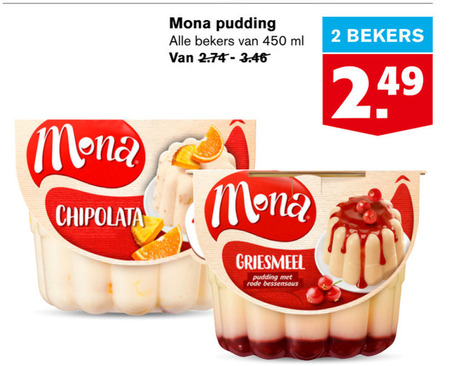 Mona   pudding folder aanbieding bij  Hoogvliet - details