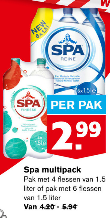 Spa   mineraalwater, fruitdrank folder aanbieding bij  Hoogvliet - details