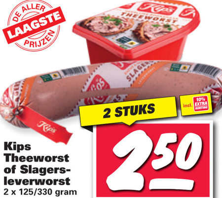 Kips   leverworst, theeworst folder aanbieding bij  Nettorama - details