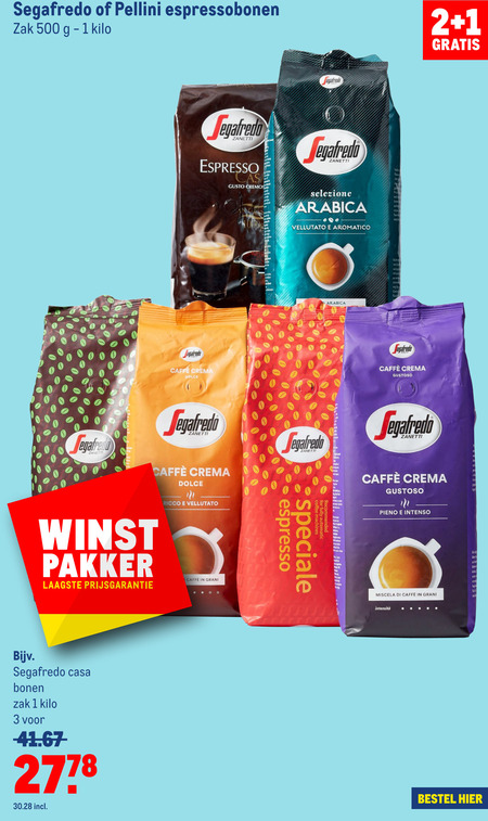 Segafredo   koffiebonen folder aanbieding bij  Makro - details