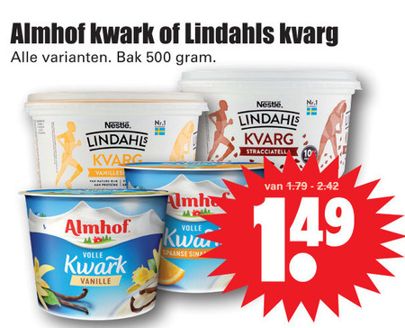 Lindahl Kvarg   kwark folder aanbieding bij  Dirk - details