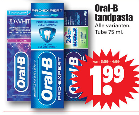 Oral-B   tandpasta folder aanbieding bij  Dirk - details