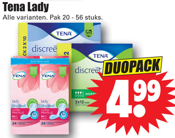 Tena Lady   incontinentieverband folder aanbieding bij  Dirk - details