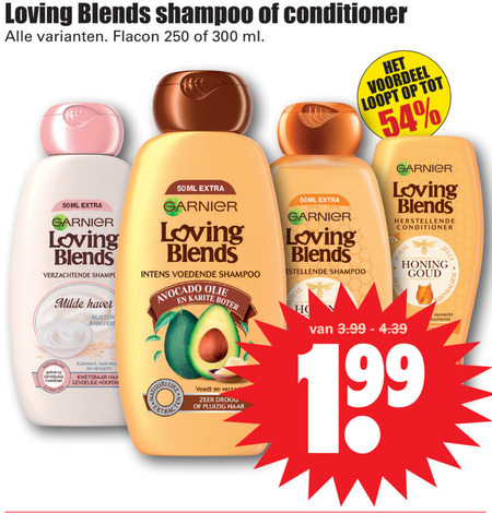 Garnier Loving Blends   conditioner, shampoo folder aanbieding bij  Dirk - details