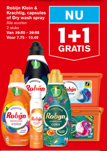 Robijn   wasmiddel, wasverzachter folder aanbieding bij  Hoogvliet - details