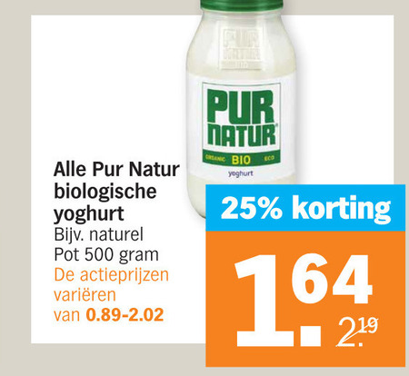 Pur Natur   yoghurt folder aanbieding bij  Albert Heijn - details