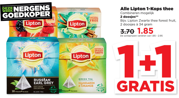 Lipton   thee folder aanbieding bij  Plus - details