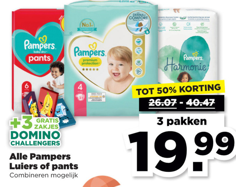 Pampers   luiers, luierbroekjes folder aanbieding bij  Plus - details